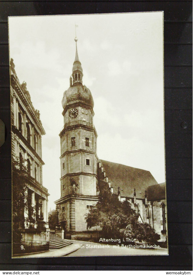 DR:  Ansichtskarte Von Altenburg.i. Thür., Staatsbank M. Bartholomäikirche - Nicht Gelaufen, Um 1926 - Altenburg