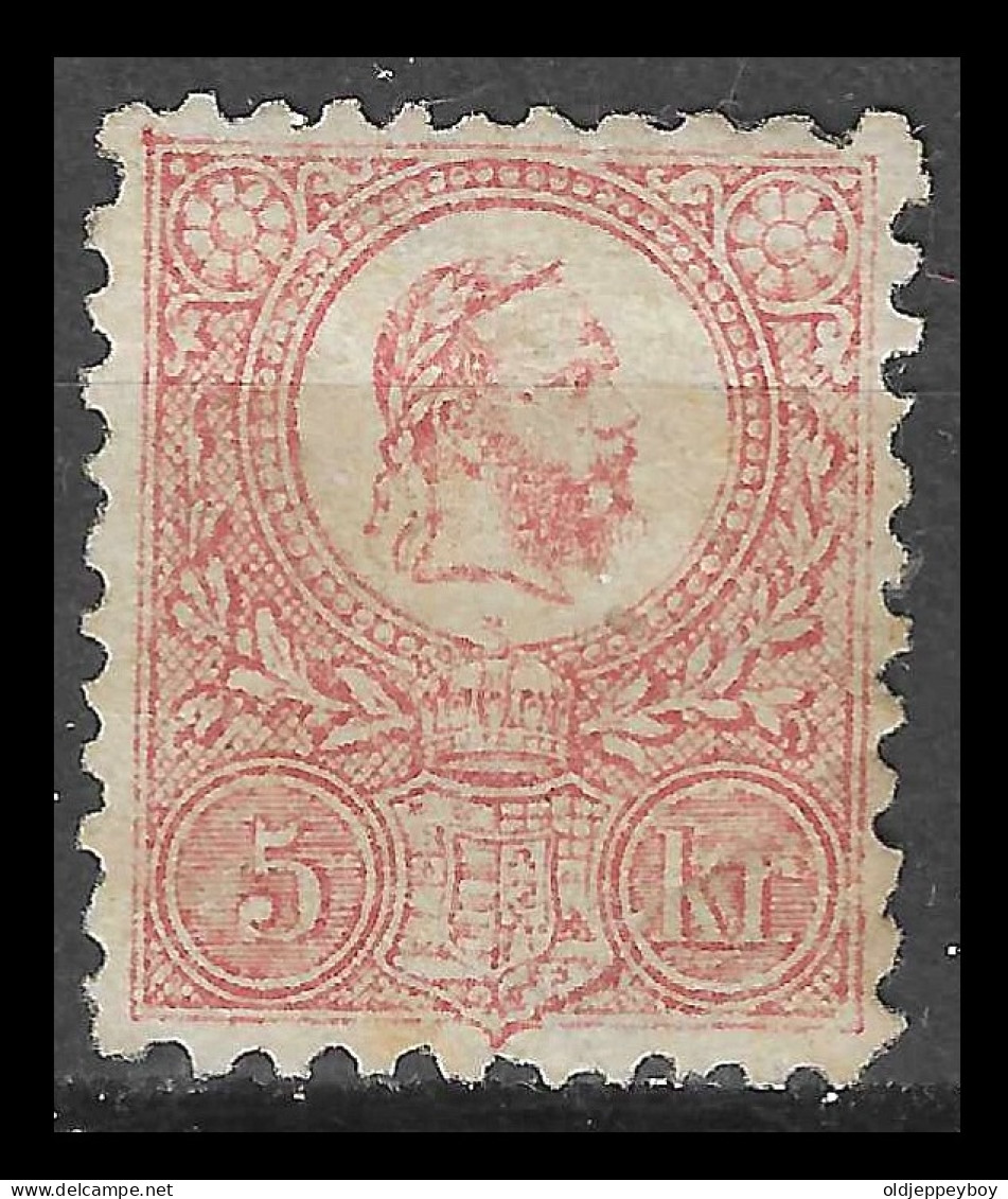 HUNGARY - UNGARN / 1871 5 Kr. Lithographed, ROSE MLH. Michel 3, ORIGINAL GUM WELL CENTERED RRR CAT VALUE +550 EXTRA RARE - Neufs