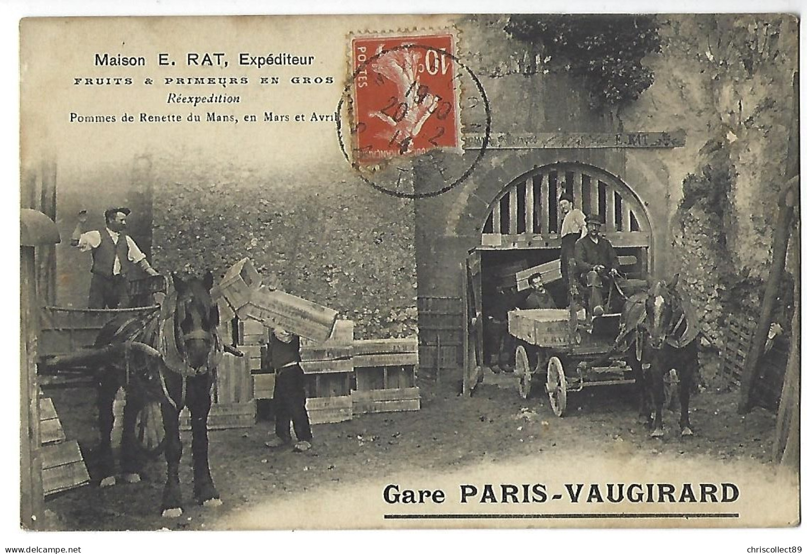 Carte Postale : Gare Paris Vaugirard - Maison E . Rat Expéditeur Fruits Et Primeurs En Gros - Arrondissement: 15