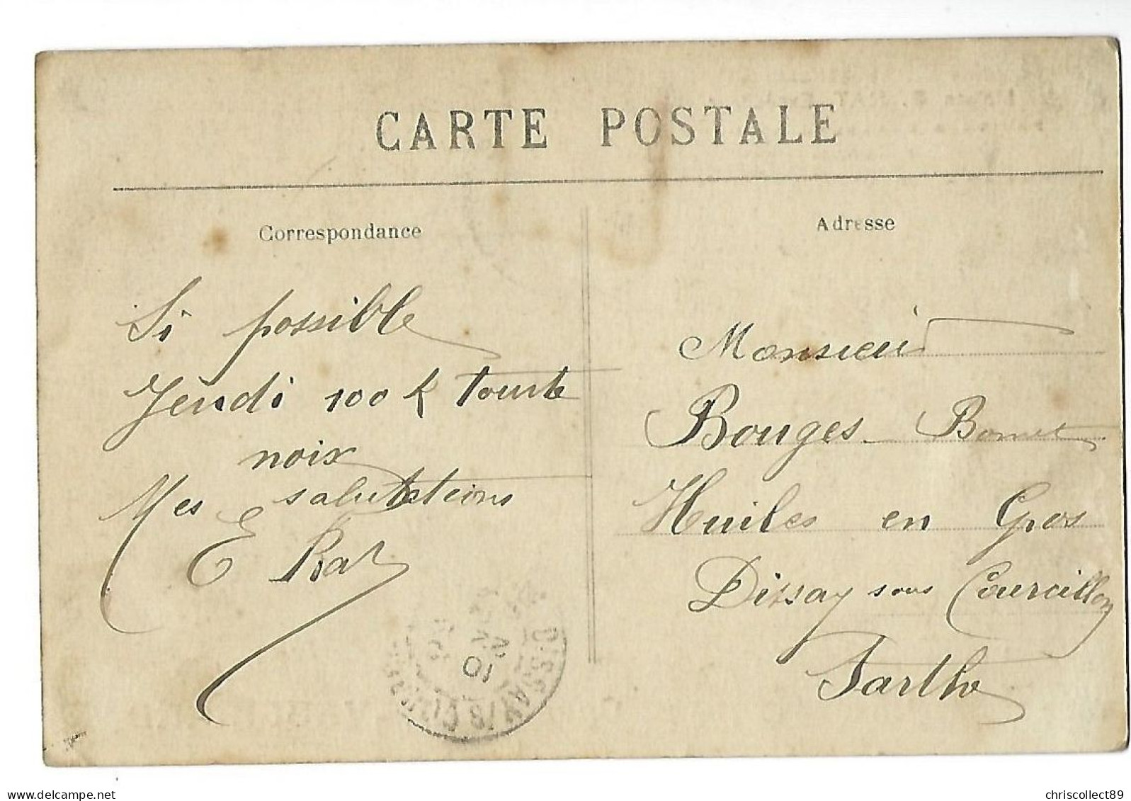 Carte Postale : Gare Paris Vaugirard - Maison E . Rat Expéditeur Fruits Et Primeurs En Gros - Arrondissement: 15