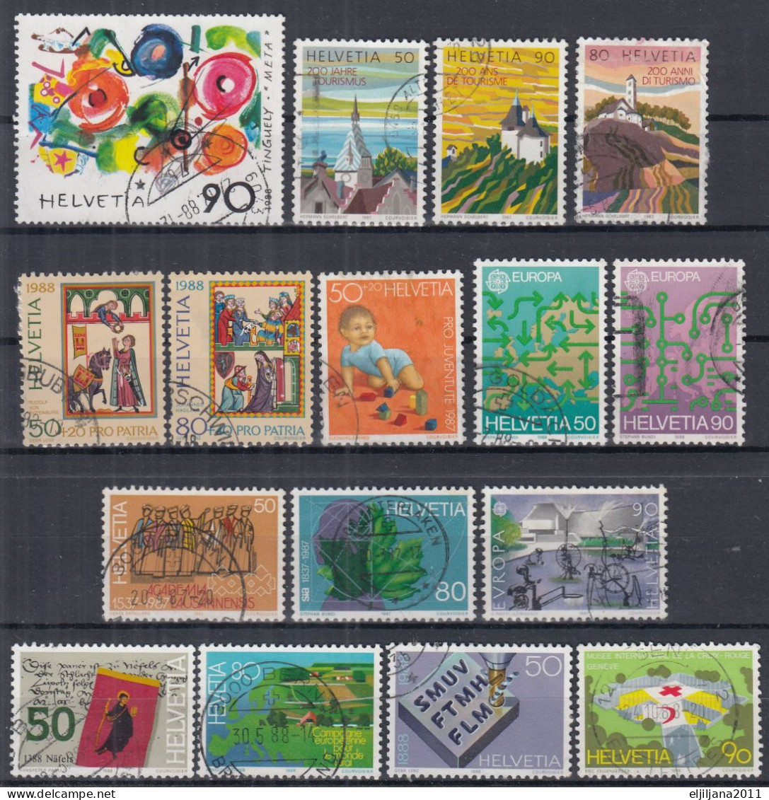 Switzerland / Helvetia / Schweiz / Suisse 1987 - 1988 ⁕ Nice Collection / Lot Of 16 Used Stamps - See All Scan - Oblitérés