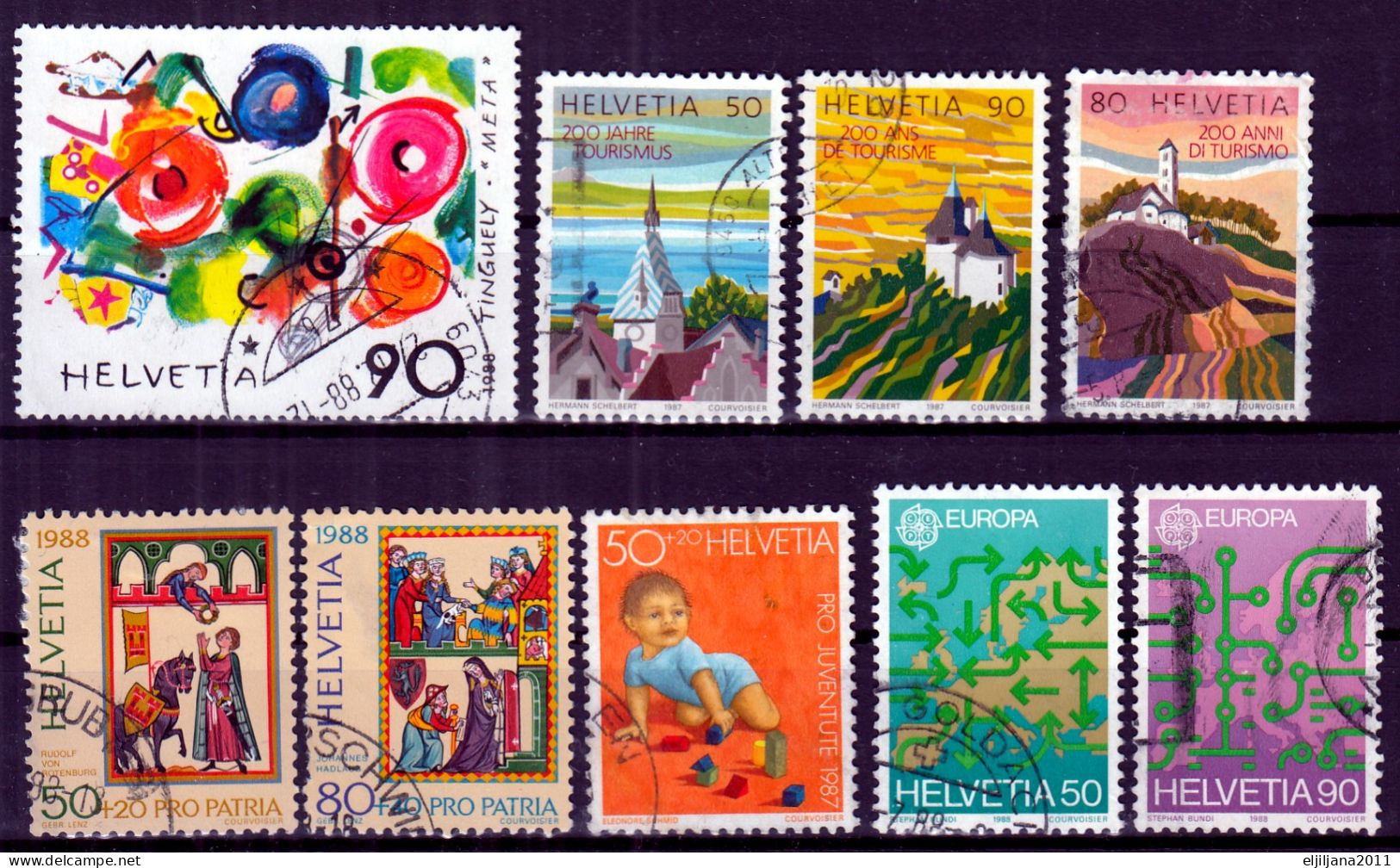 Switzerland / Helvetia / Schweiz / Suisse 1987 - 1988 ⁕ Nice Collection / Lot Of 16 Used Stamps - See All Scan - Oblitérés