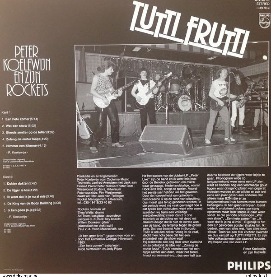 * LP *  PETER KOELEWIJN EN ZIJN ROCKETS - TUTTI FRUTTI (Holland 1983 EX) - Autres - Musique Néerlandaise