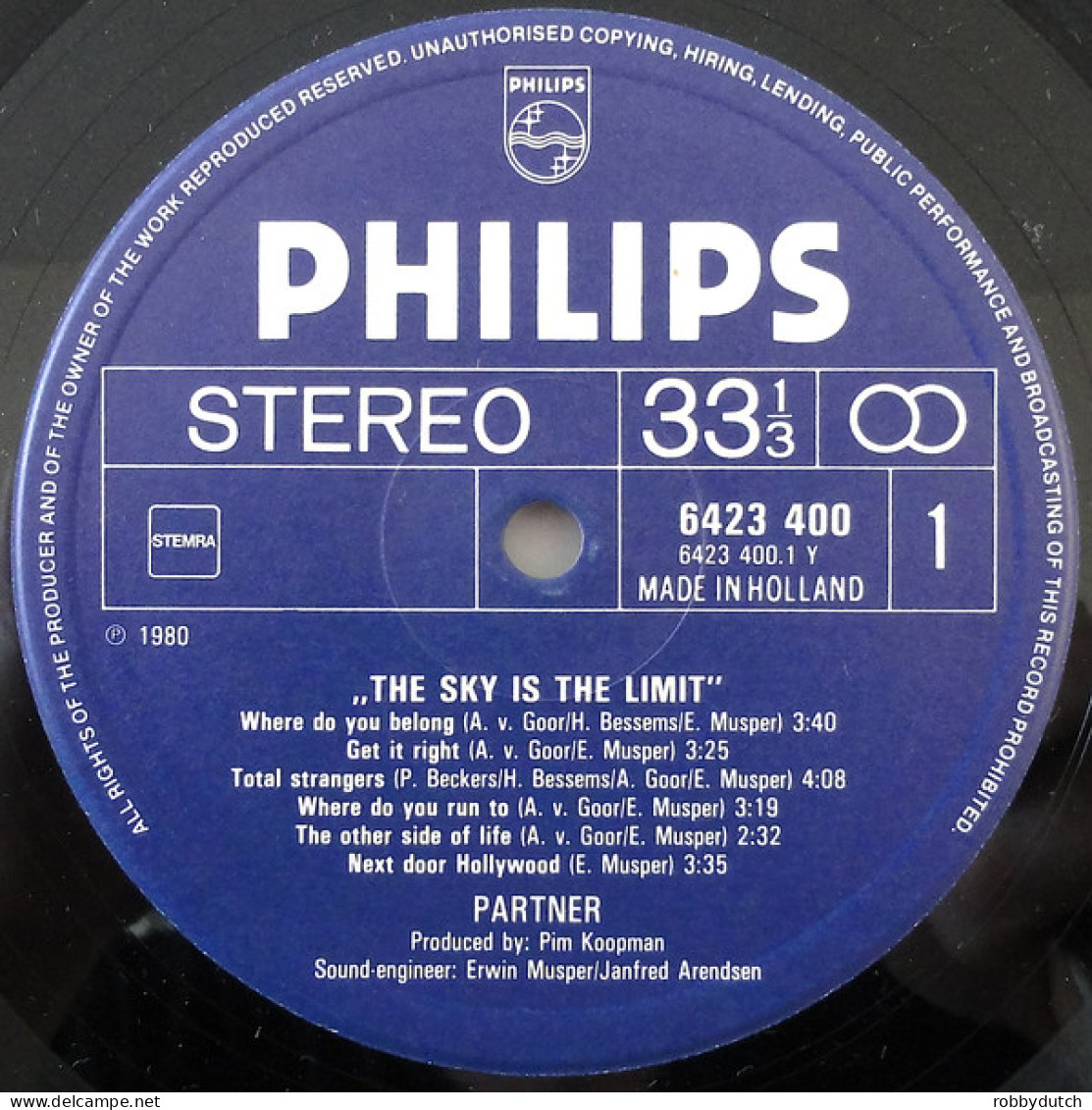 * LP *  PARTNER - THE SKY IS THE LIMIT (Holland 1980 EX-) - Rock
