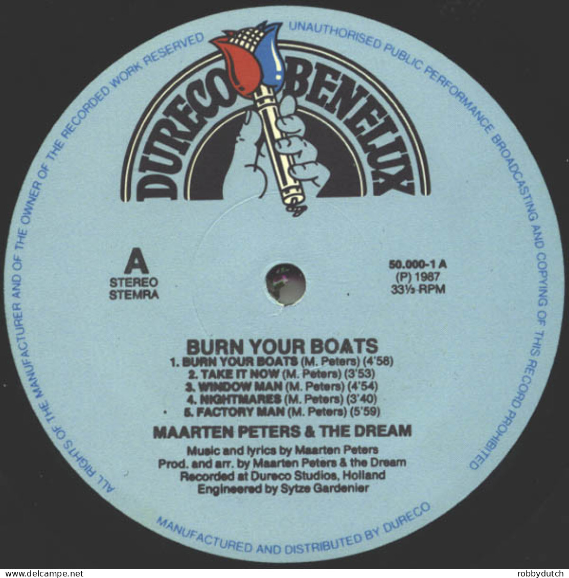 * LP *  MAARTEN PETERS & THE DREAM - BURN YOUR BOATS (Holland 1987 EX-) - Disco & Pop