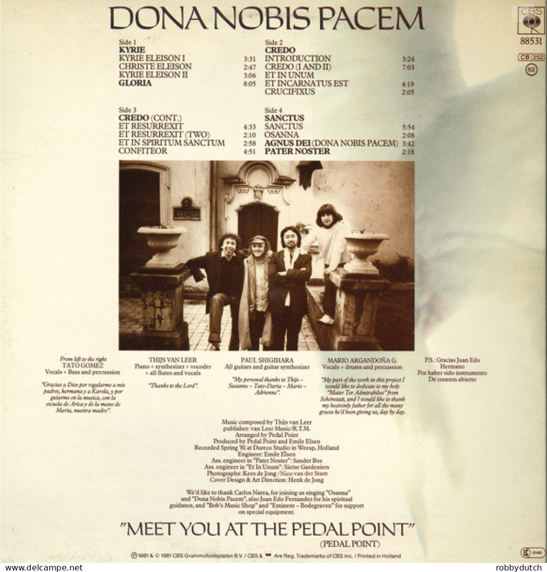 * 2LP *  PEDAL POINT (featuring Thijs Van Leer) - DONA NOBIS PACEM (Holland 1981 EX) - Rock