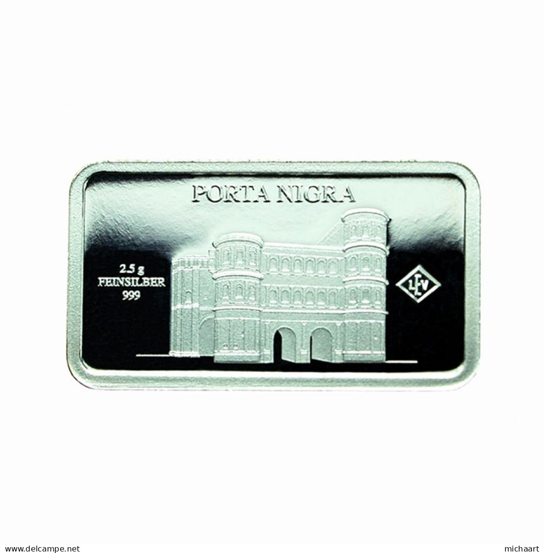 Germany Silver Ingot Bar Proof 2.5g Landmarks Porta Nigra Black Gate 03852 - Conmemorativas