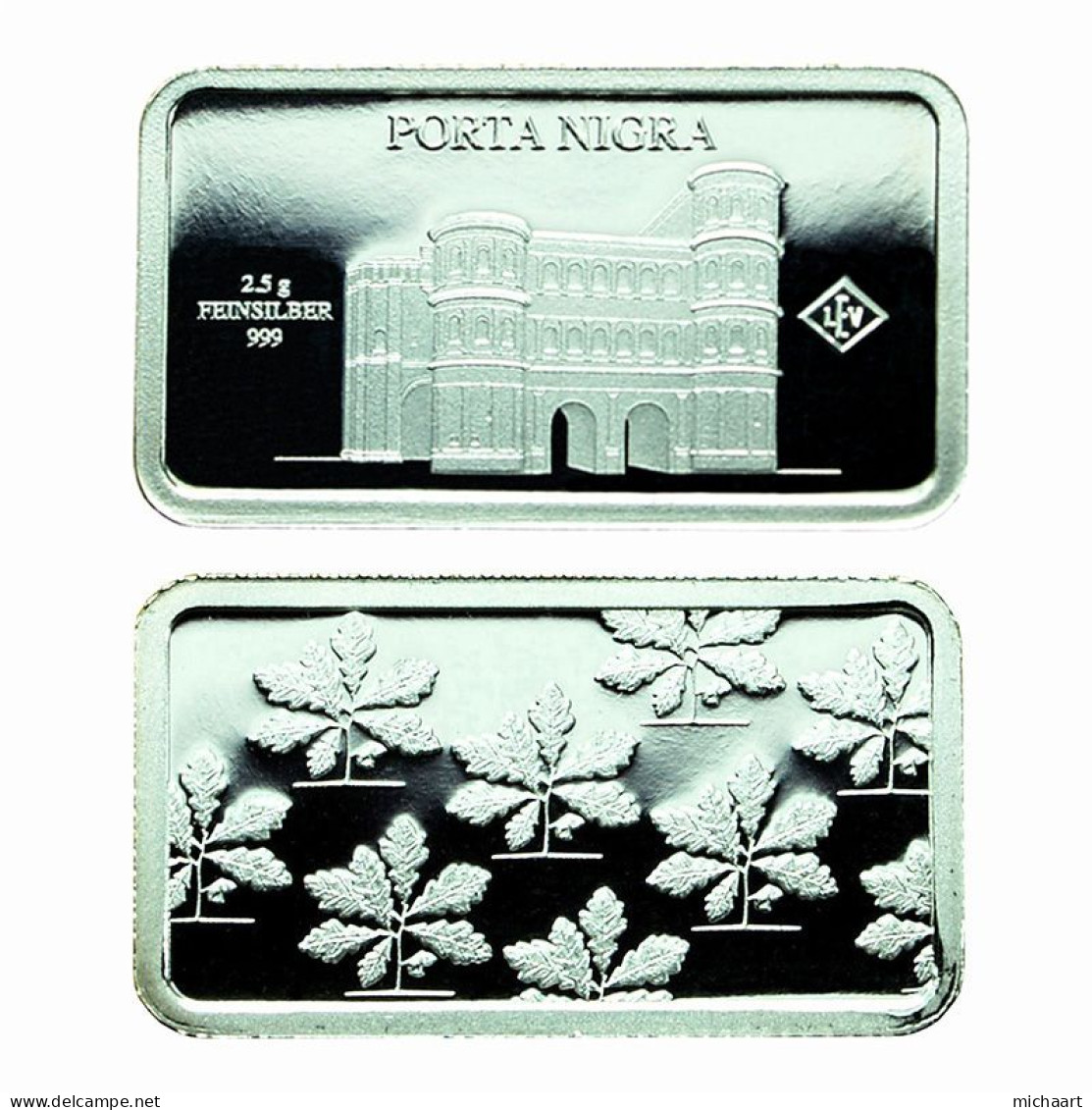 Germany Silver Ingot Bar Proof 2.5g Landmarks Porta Nigra Black Gate 03852 - Gedenkmünzen