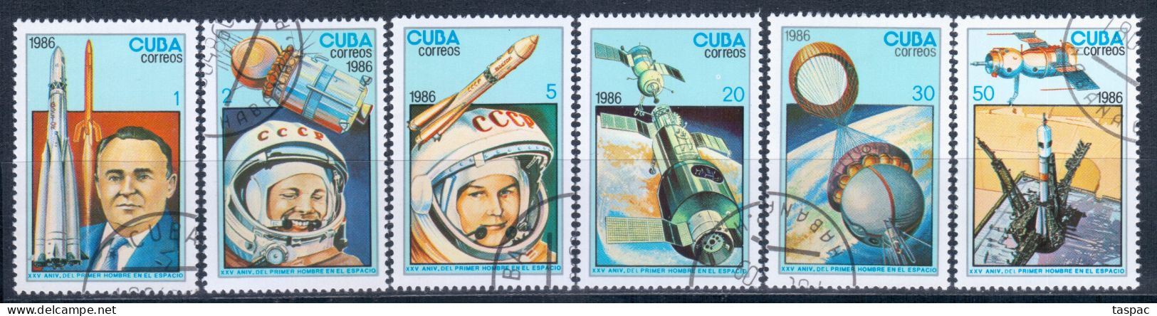 Cuba 1986 Mi# 3005-3010 Used - 1st Man In Space, 25th Anniv. - América Del Norte