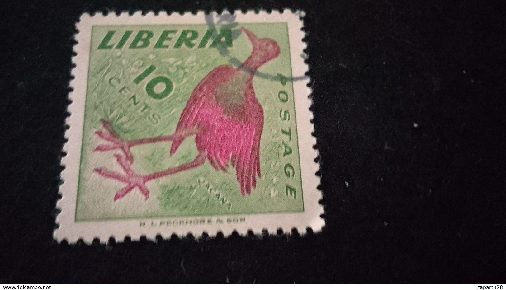 LİBERYA--1953-  10 C.      DAMGALI   LOCAL MOTFLER  SÜRSARJLI - Liberia