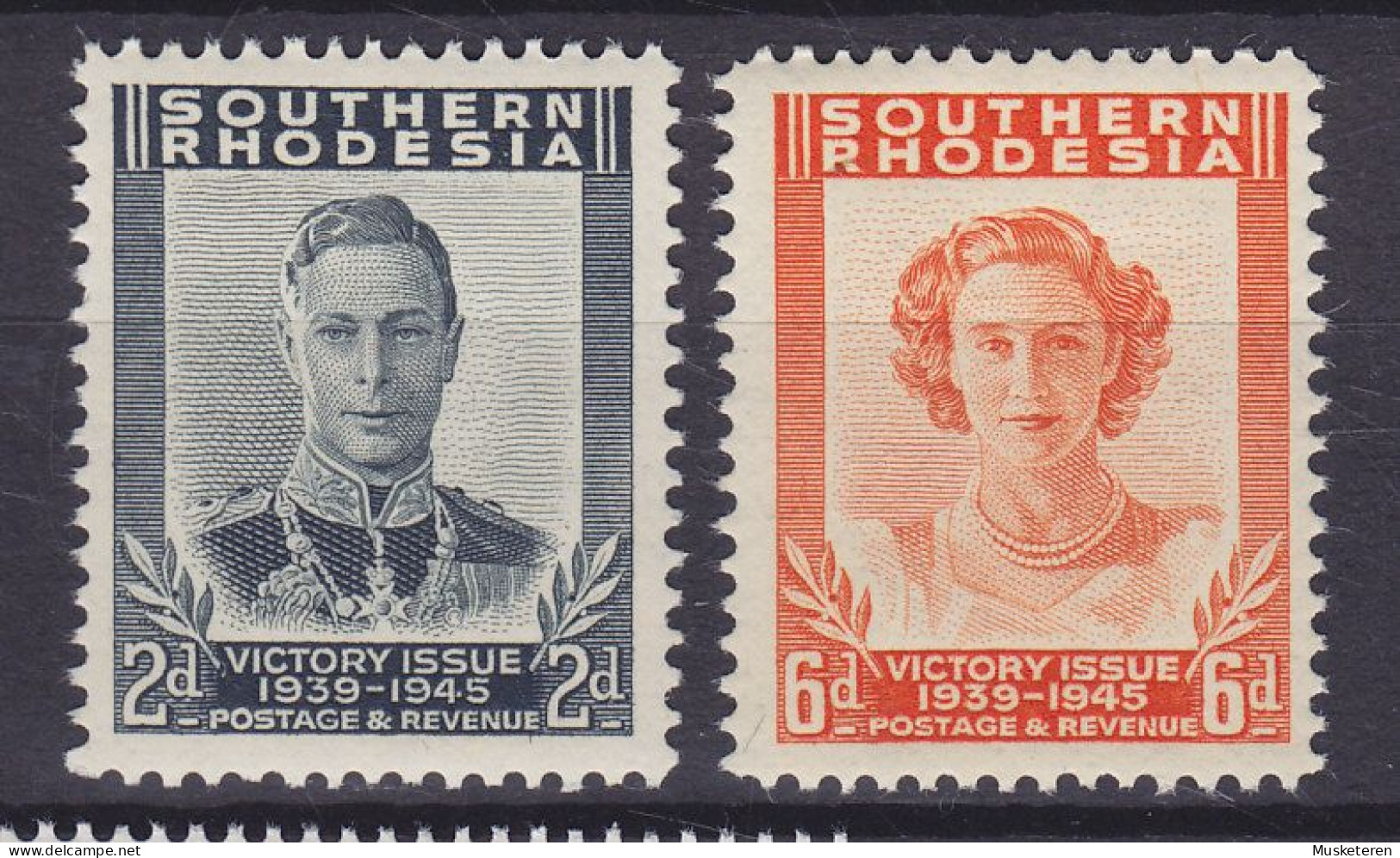 Southern Rhodesia 1947 Mi. 67, 69, Victory Issue King George VI. & Princess Margaret, MNH** - Rodesia Del Sur (...-1964)