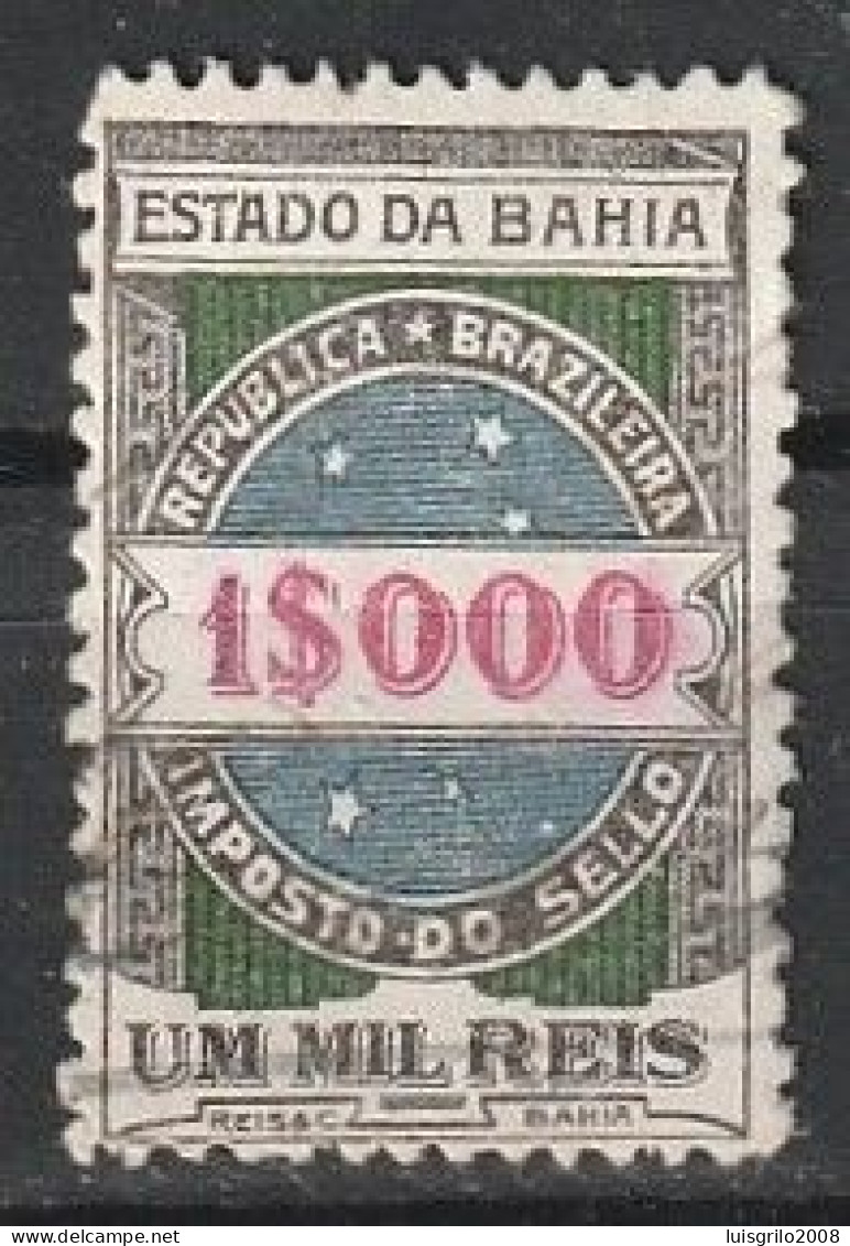Revenue/ Fiscal, Brasil - Estado Da Bahia.  Imposto Do Sello. 1$000 - Dienstmarken