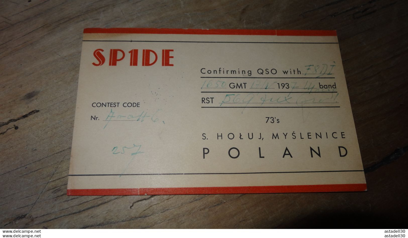 QSL - POLSKA POLAND POLOGNE, Holuj MYSLENICE, LWOW SP1DE De 1937 ........... PHI ..... QSL-26 - Radio Amateur