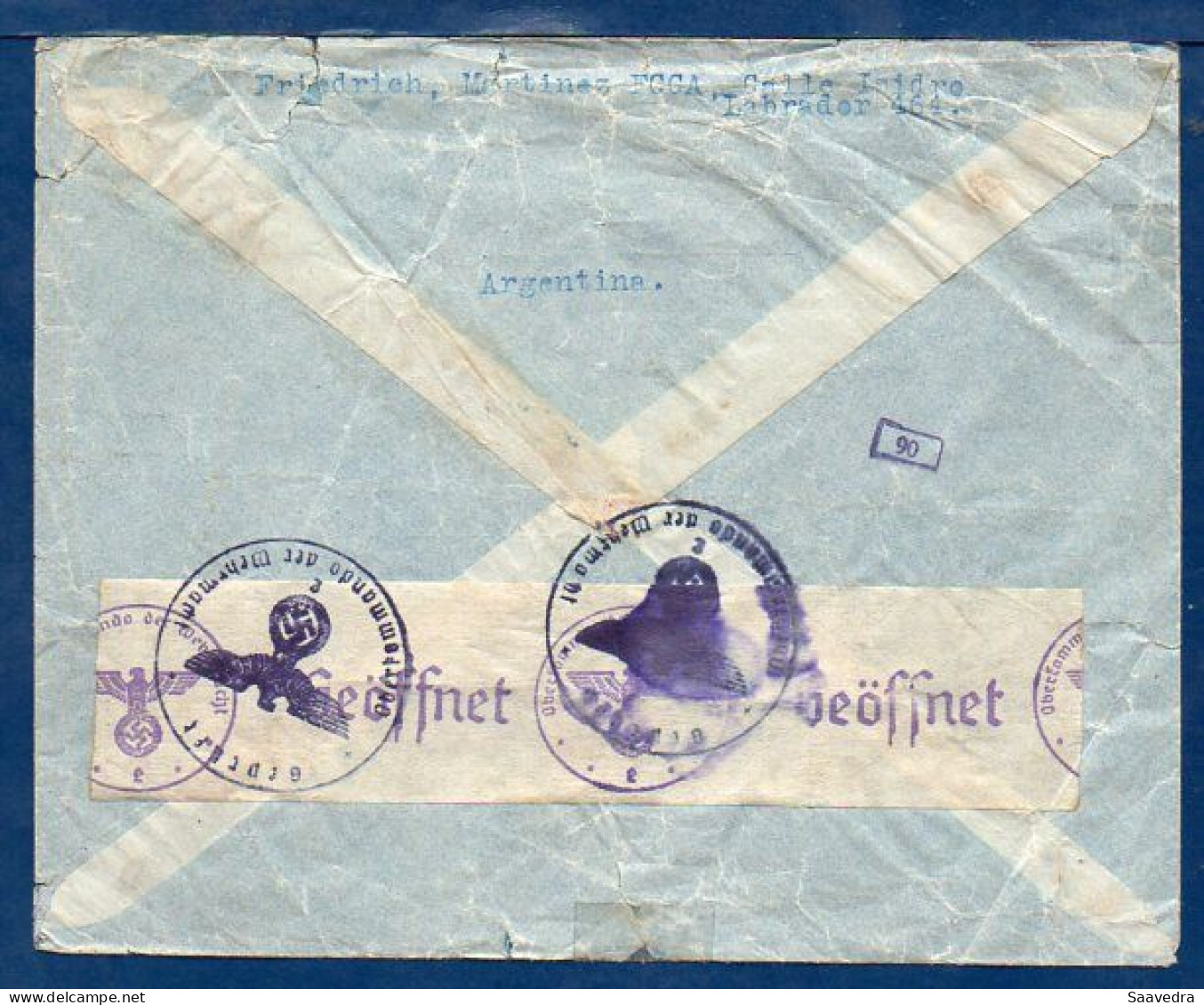 Argentina To Netherlands, 1940, Via Condor-Lati, Frankfurt Censor Tape  (059) - Brieven En Documenten