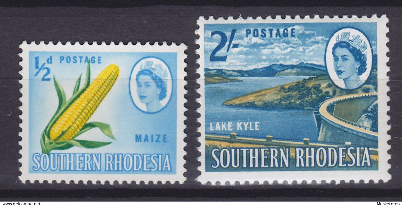 Southern Rhodesia 1964 Mi. 94, 103, ½p. & 2 Sh. QEII. & Various Designs, Majs Corn, Lake Kyle, MNG(*)/MNH** (2 Scans) - Zuid-Rhodesië (...-1964)