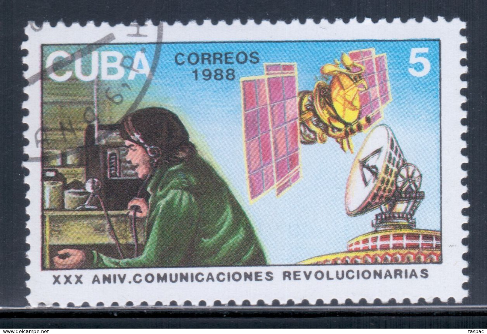 Cuba 1988 Mi# 3163 Used - Radio Rebelde, 30th Anniv.  / Space - North  America