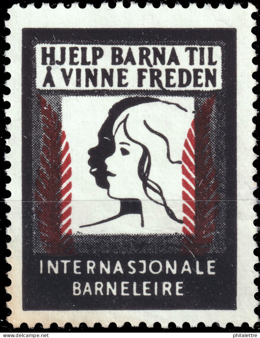 NORVÈGE / NORWAY -"HJELP BARNA TIL Å VINNE FREDEN" Stamp (Help The Children Win Peace) For Int'l Children Camps - No Gum - Cinderellas