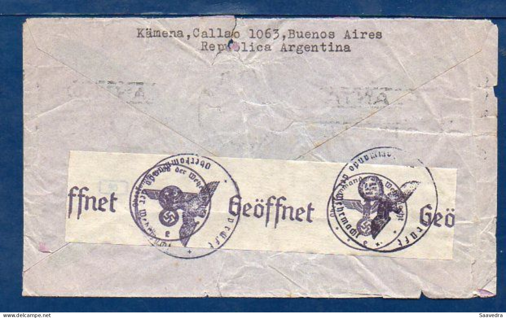 Argentina To Netherlands, 1940, Via Condor-Lati, Frankfurt Censor Tape  (079) - Storia Postale