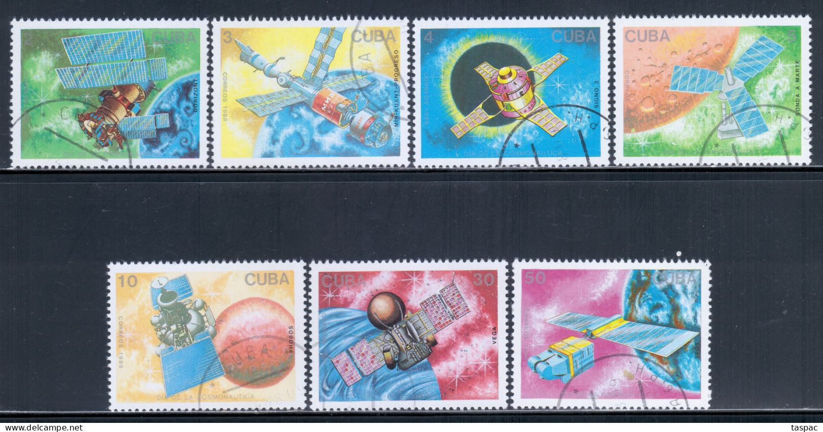 Cuba 1988 Mi# 3173-3179 Used - Cosmonauts’ Day / Space - Nordamerika