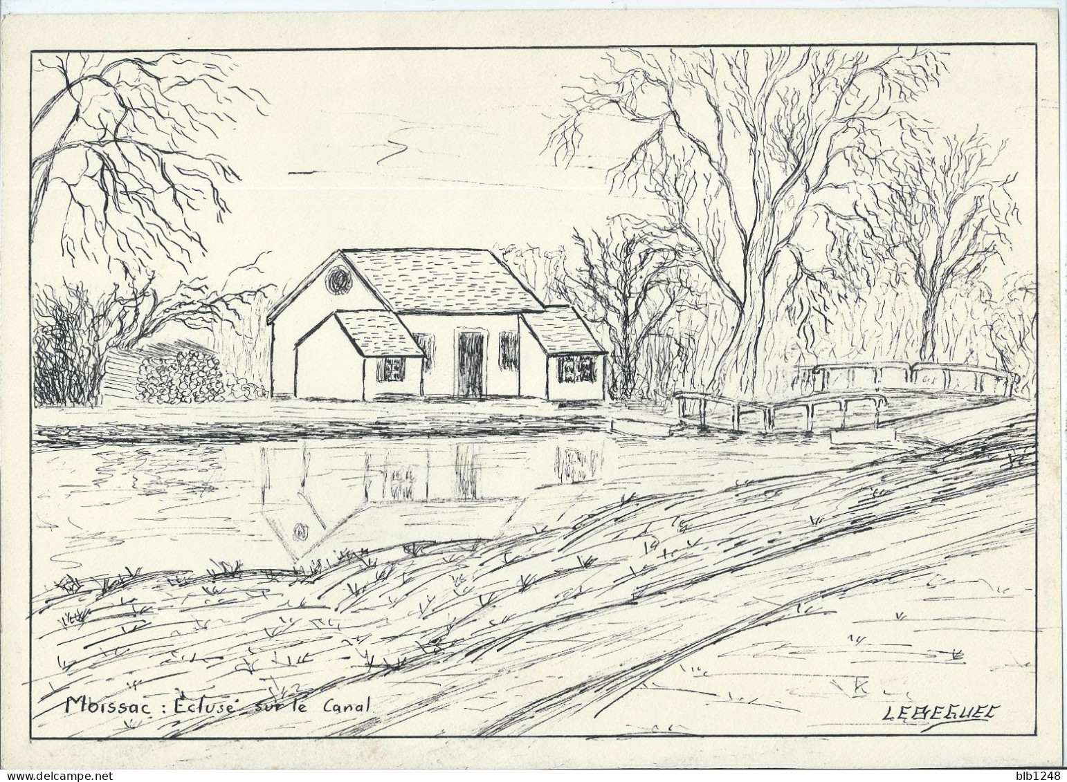 Autres Collections > Art & Antiquités Moissac Ecluse Sur Le Canal Veritable Dessin Encre Original   De Bernard Le Beguec - Tekeningen