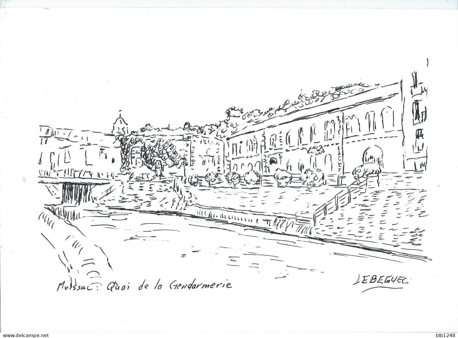 Autres Collections > Art & Antiquités > Moissac Quai De La Gendarmerie Dessin Encre Original De Bernard Le Beguec - Dessins