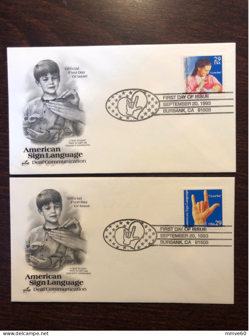 USA FDC COVER 1993 YEAR SIGN LANGUAGE DEAF PEOPLE HEALTH MEDICINE STAMPS - 1991-2000