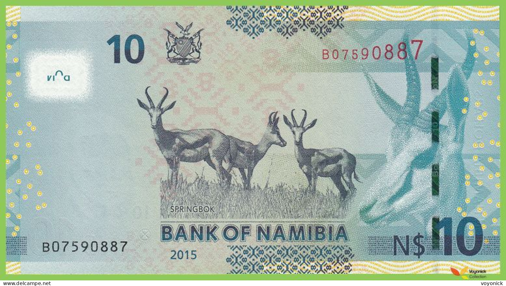 Voyo NAMIBIA 10 Dollars 2015 P16a B216a B UNC - Namibie
