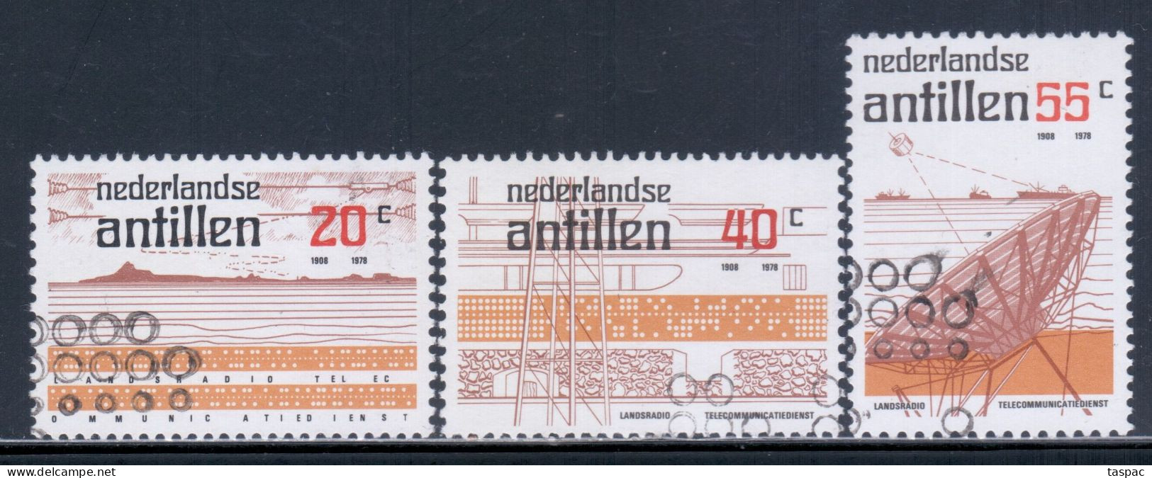 Netherlands Antilles 1978 Mi# 371-373 Used - Ship-to-shore Communications, 70th Anniv. / Space - America Del Nord