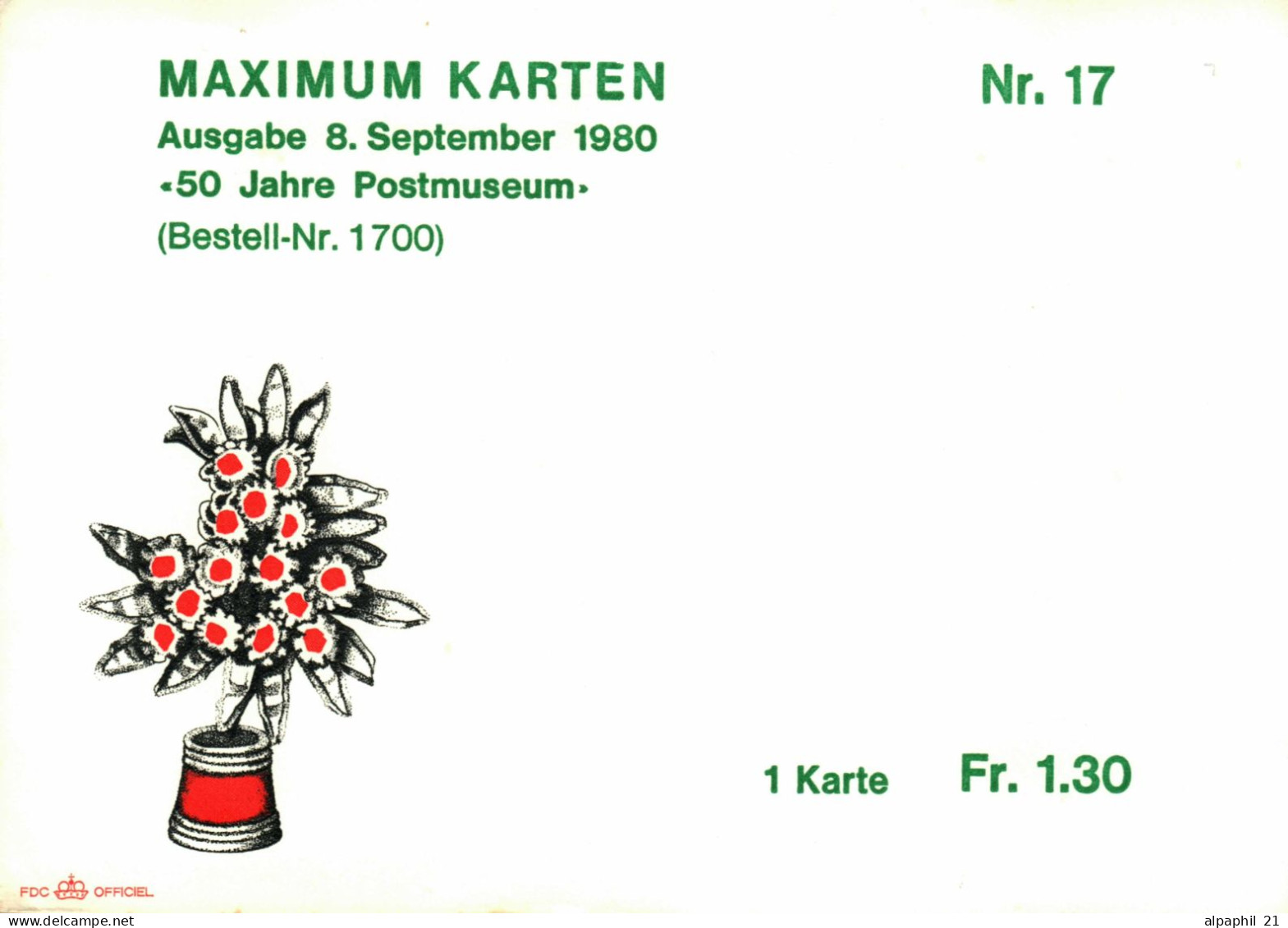 Liechtenstein 1980 Maximum-Karten, Nr. 17 - Gebruikt