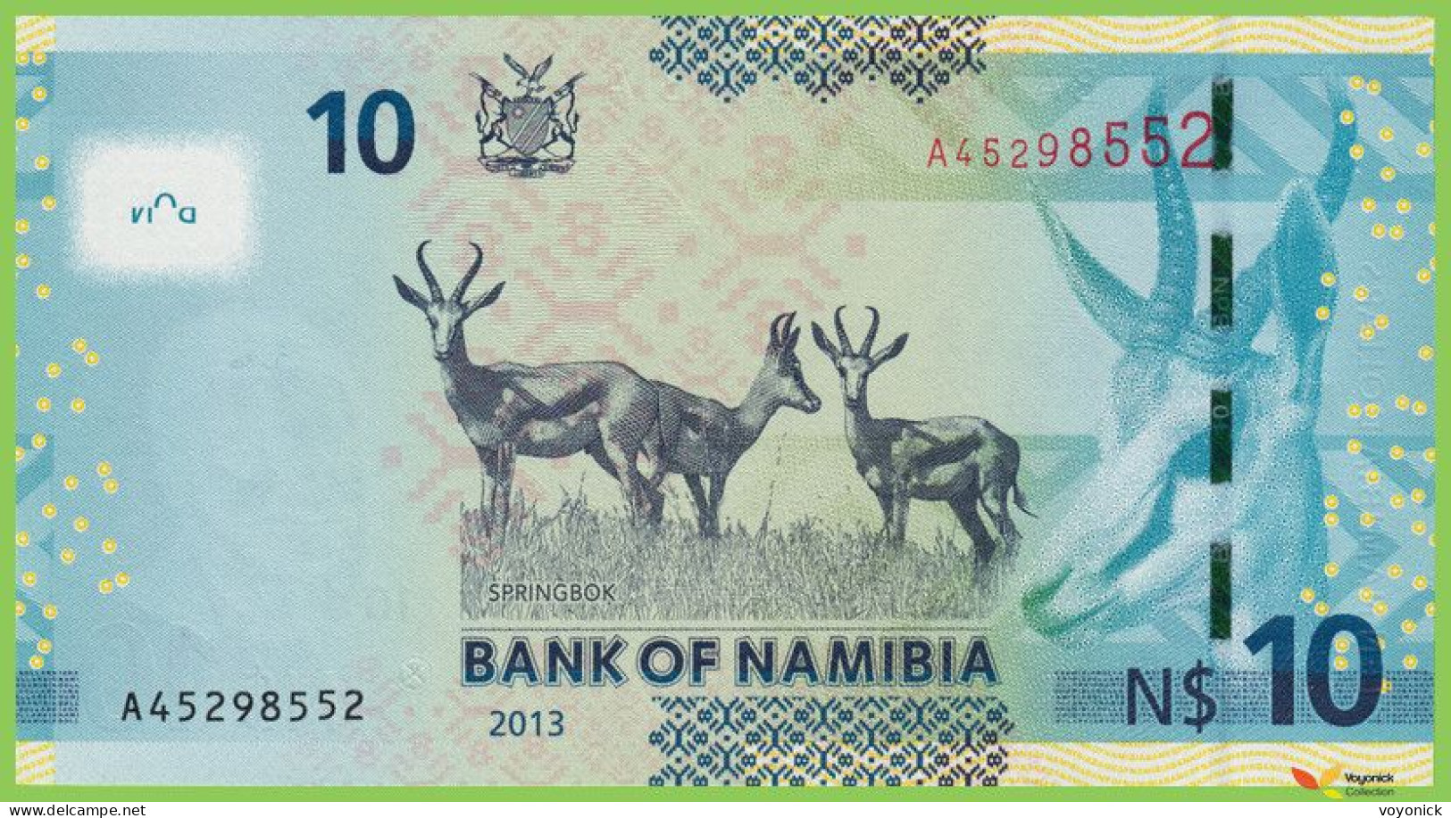 Voyo NAMIBIA 10 Dollars 2013 P11b B214a A UNC - Namibia