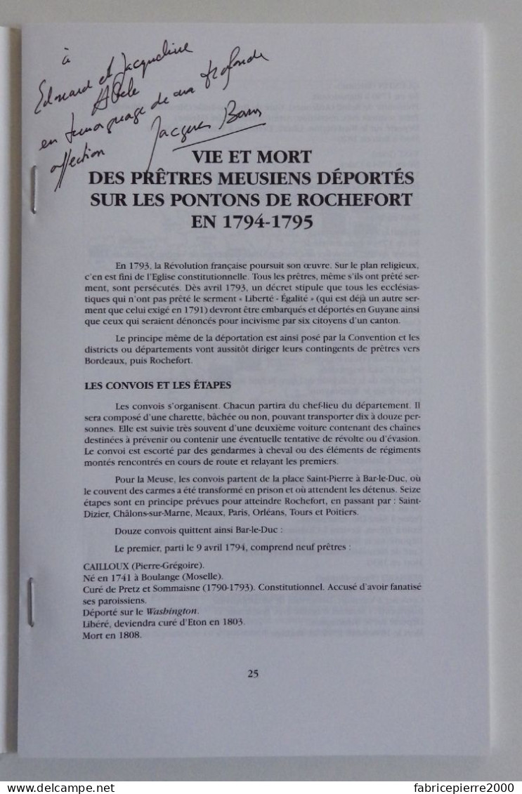 BULLETIN DES SOCIETES D'HISTOIRE ET D'ARCHEOLOGIE DE LA MEUSE N°32 1996 EXCELLENT ETAT Rochefort Révolution Française - Lorraine - Vosges