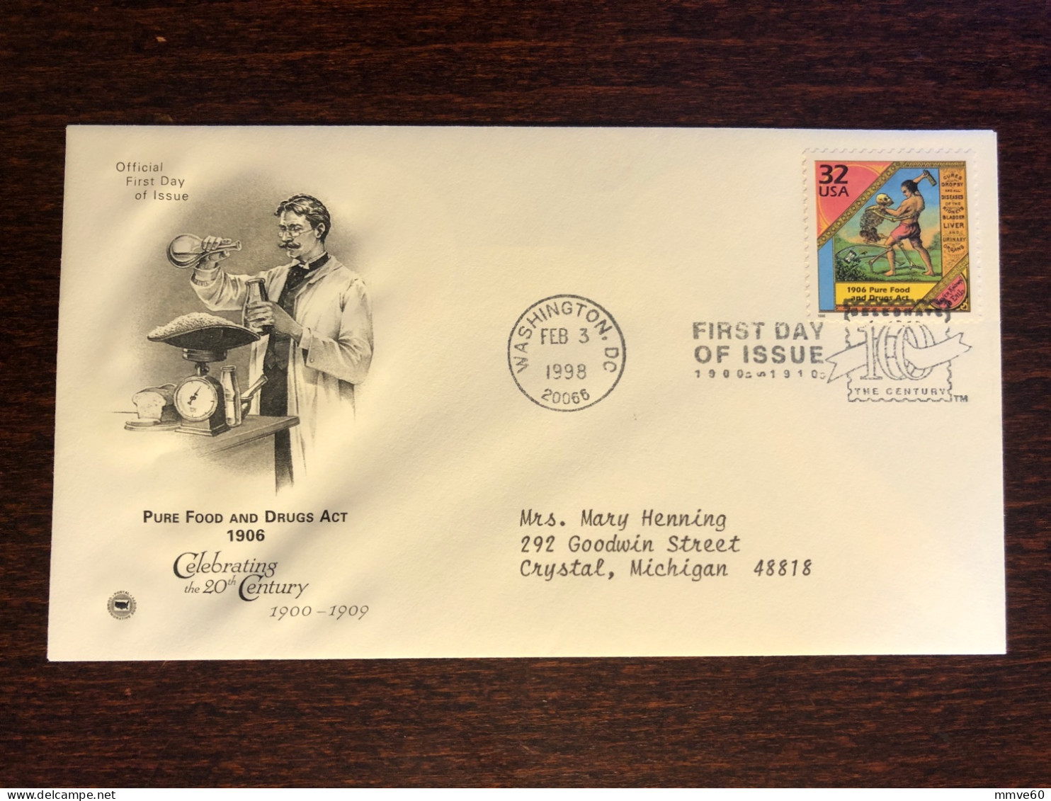 USA FDC COVER 1998 YEAR FOOD AND DRUGS ACT HEALTH MEDICINE STAMPS - 1991-2000