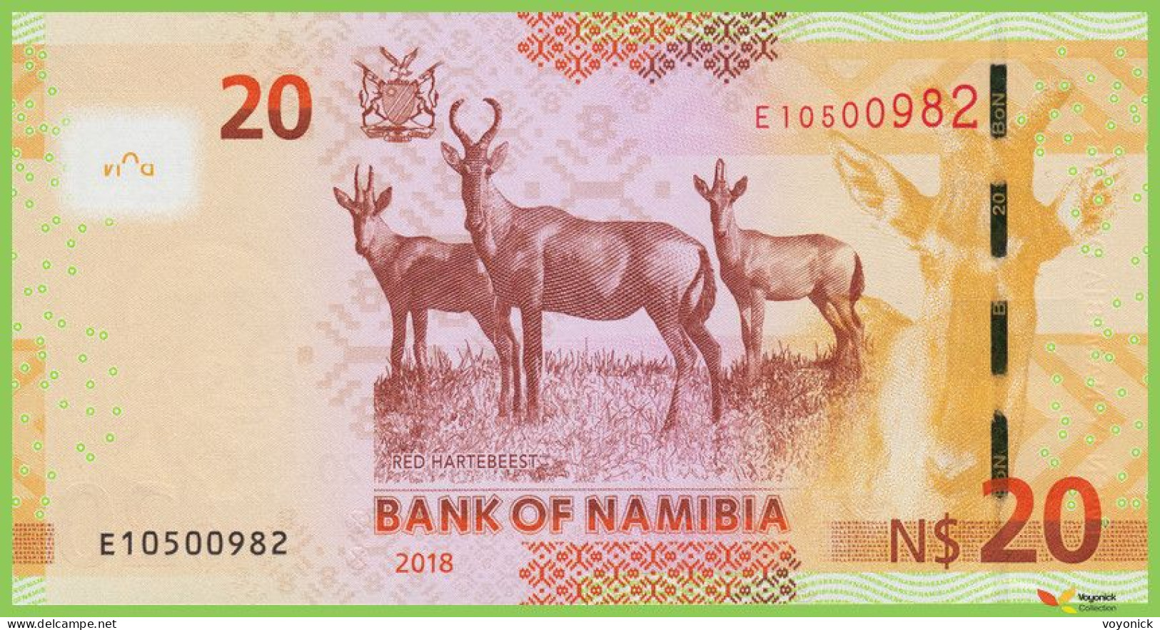 Voyo NAMIBIA 20 Dollars 2018 P17b B217b E UNC - Namibia