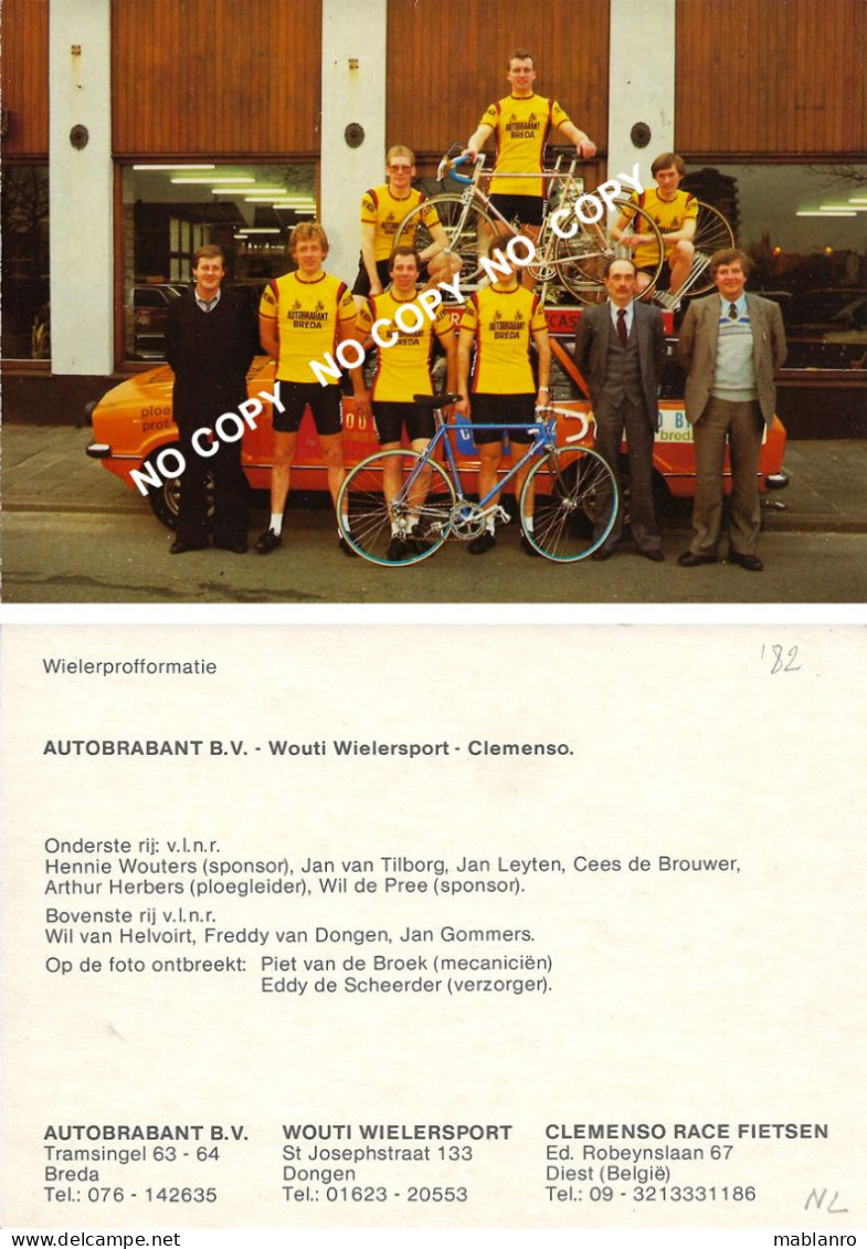 CARTE CICLISME GROUPE TEAM AUTOBRABANT 1982 - Cyclisme