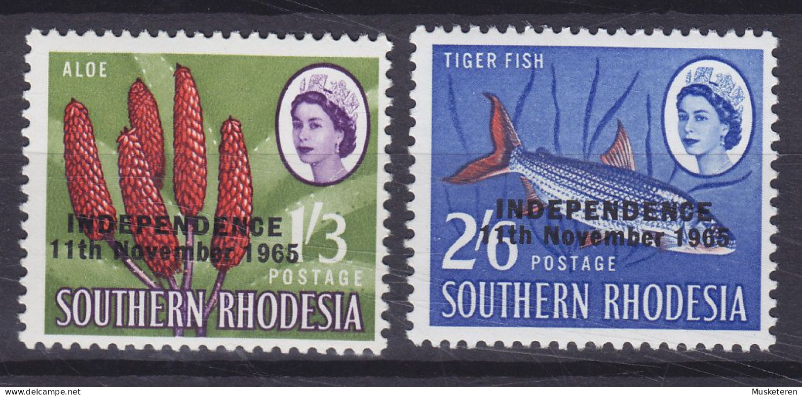 Rhodesia 1966 Mi. 17, 19, 1'3 & 2'6 Sh'P Southern Rhodesia Overprinted Alde & Tiger Fish, MNH** - Rhodesië (1964-1980)