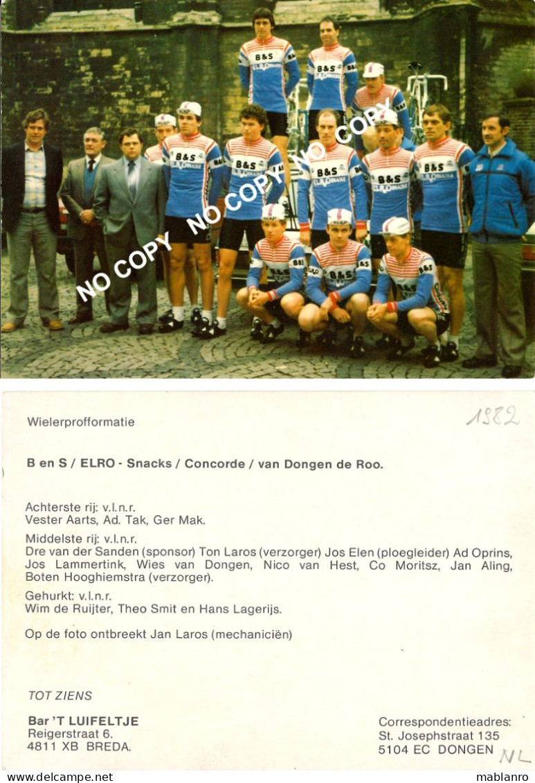 CARTE CICLISME GROUPE TEAM ELRO 1982 - Cyclisme