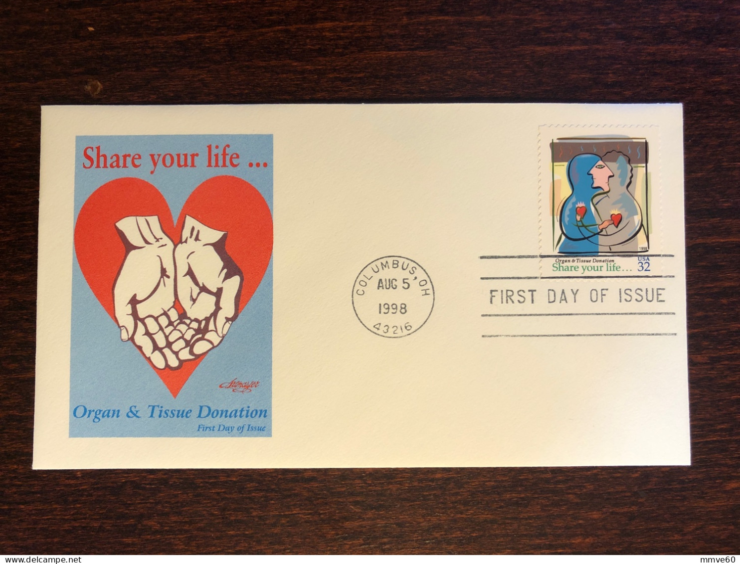 USA FDC COVER 1998 YEAR ORGAN DONATION HEALTH MEDICINE STAMPS - 1991-2000