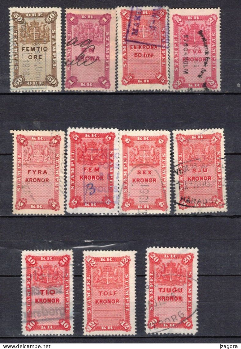 TAX REVENUE STEMPELMERKE STEUERMARKE TIMBRE FISCAL SWEDEN SCHWEDE SUEDE - Early 1900-ties - Revenue Stamps