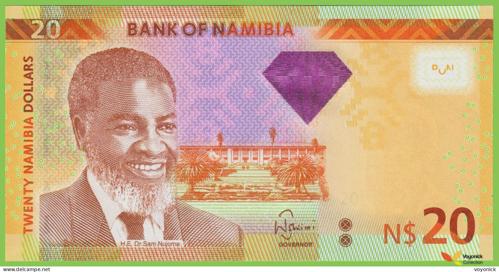 Voyo NAMIBIA 20 Dollars 2013 P12b B215a D UNC - Namibie