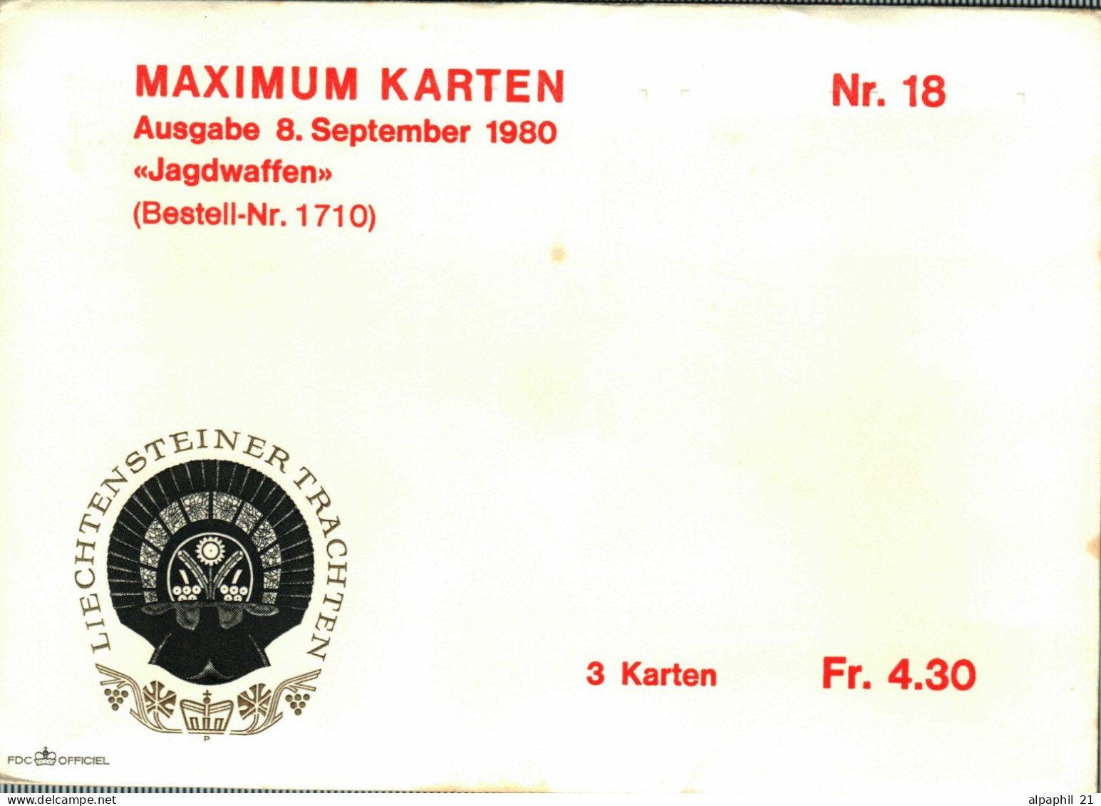 Liechtenstein 1980 Maximum Card X3, Nr. 18 - Usados