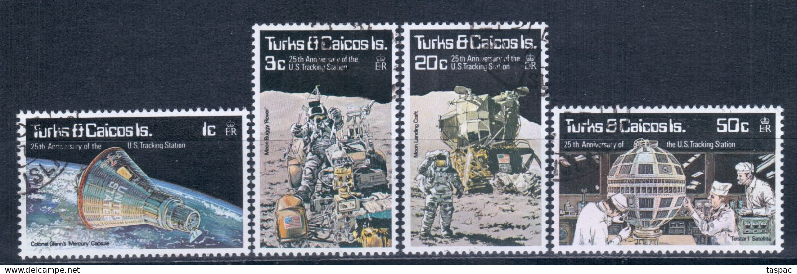 Turks And Caicos Islands 1977 Mi# 367-368, 370, 372 Used - Short Set - US Tracking Station On Grand Turk / Space - Noord-Amerika