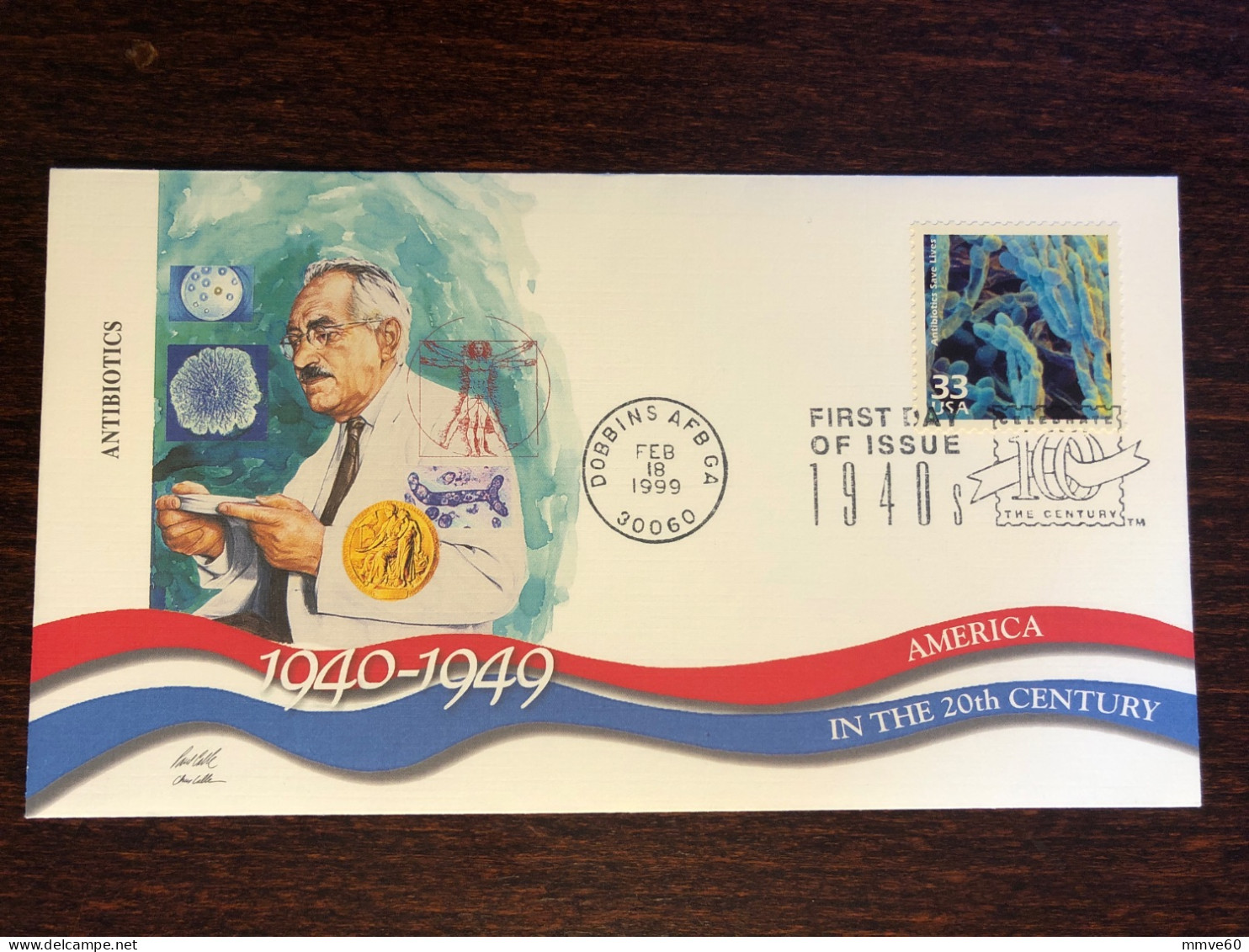 USA FDC COVER 1999 YEAR ANTIBIOTICS FLEMING HEALTH MEDICINE STAMPS - 1991-2000