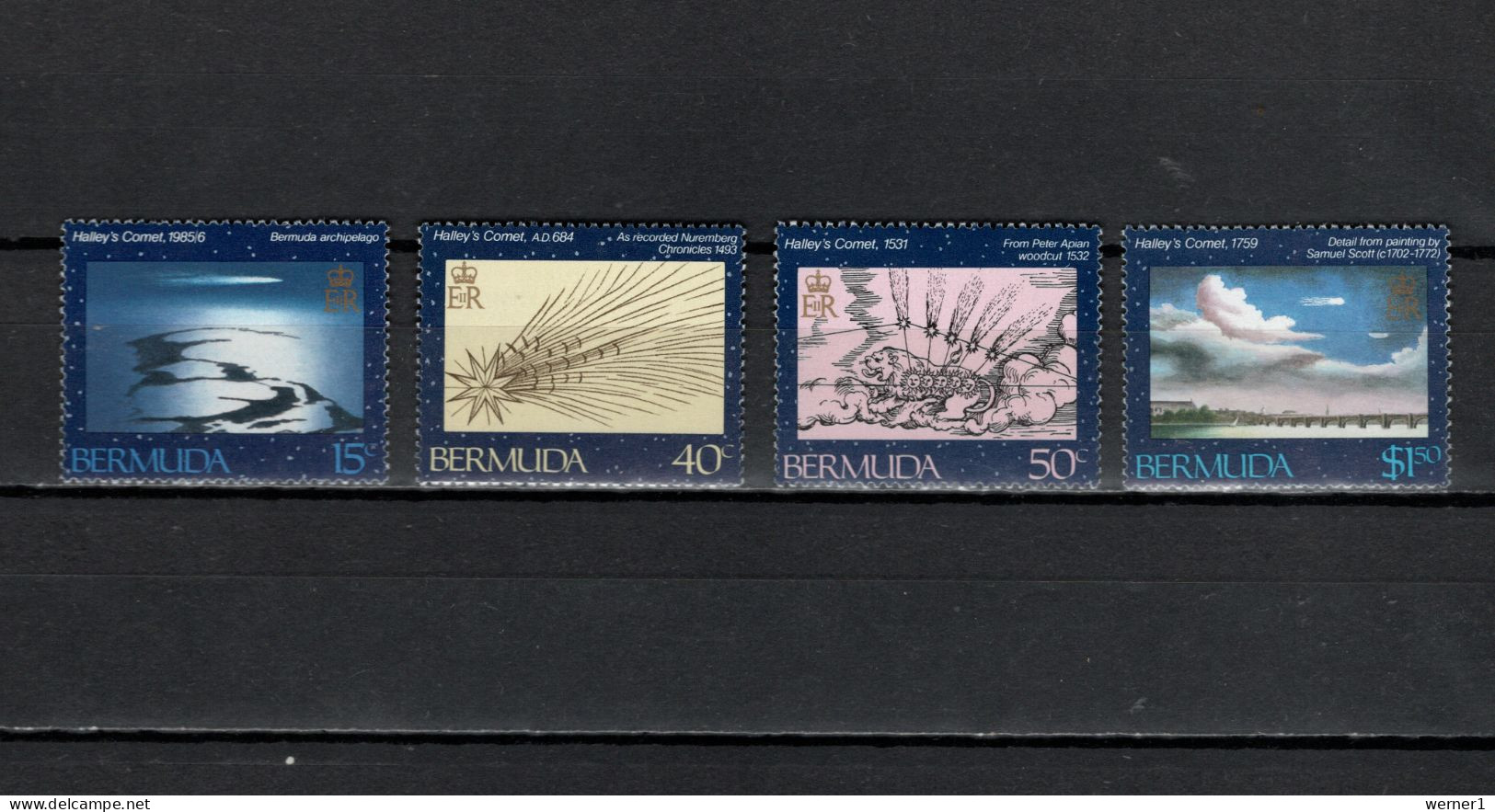 Bermuda 1985 Space, Halley's Comet Set Of 4 MNH - Amérique Du Nord