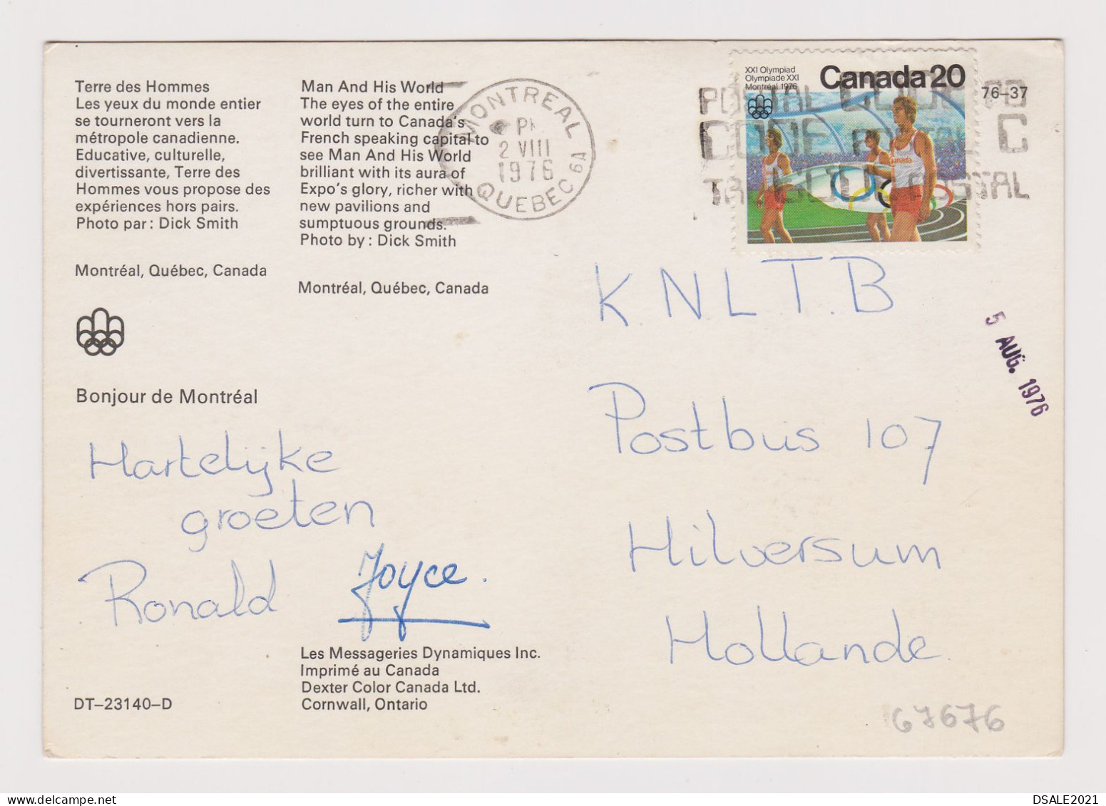 CANADA Montreal 1976 Olympics General View RPPc, With Topic Stamp 20c. Sport Sent Abtoad (67676) - Lettres & Documents
