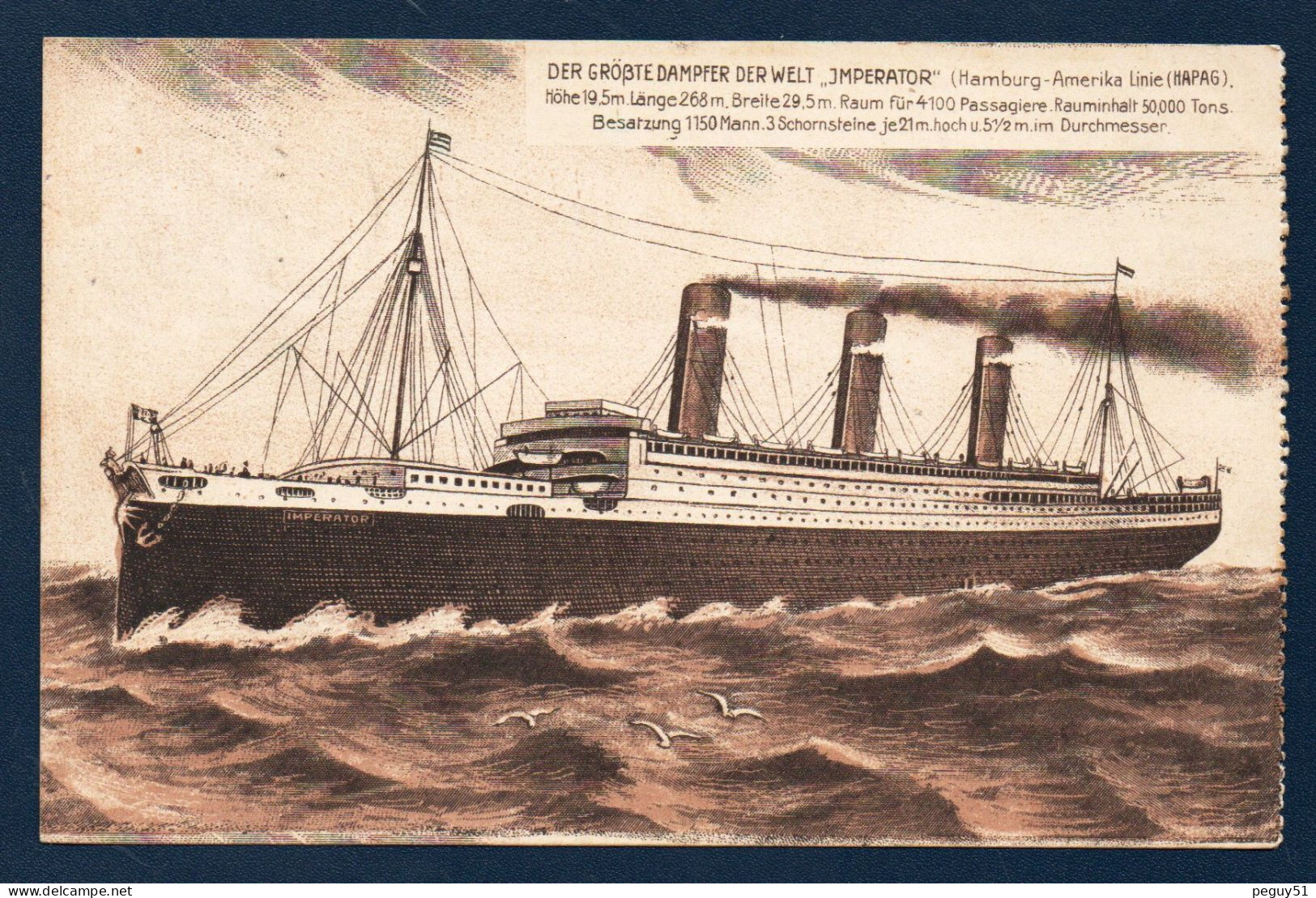 Imperator, Der Grösste Dampfer Der Welt. Navire Passagers (23 Mai 1912, Hamburg - Hapag). 1913 - Paquebote