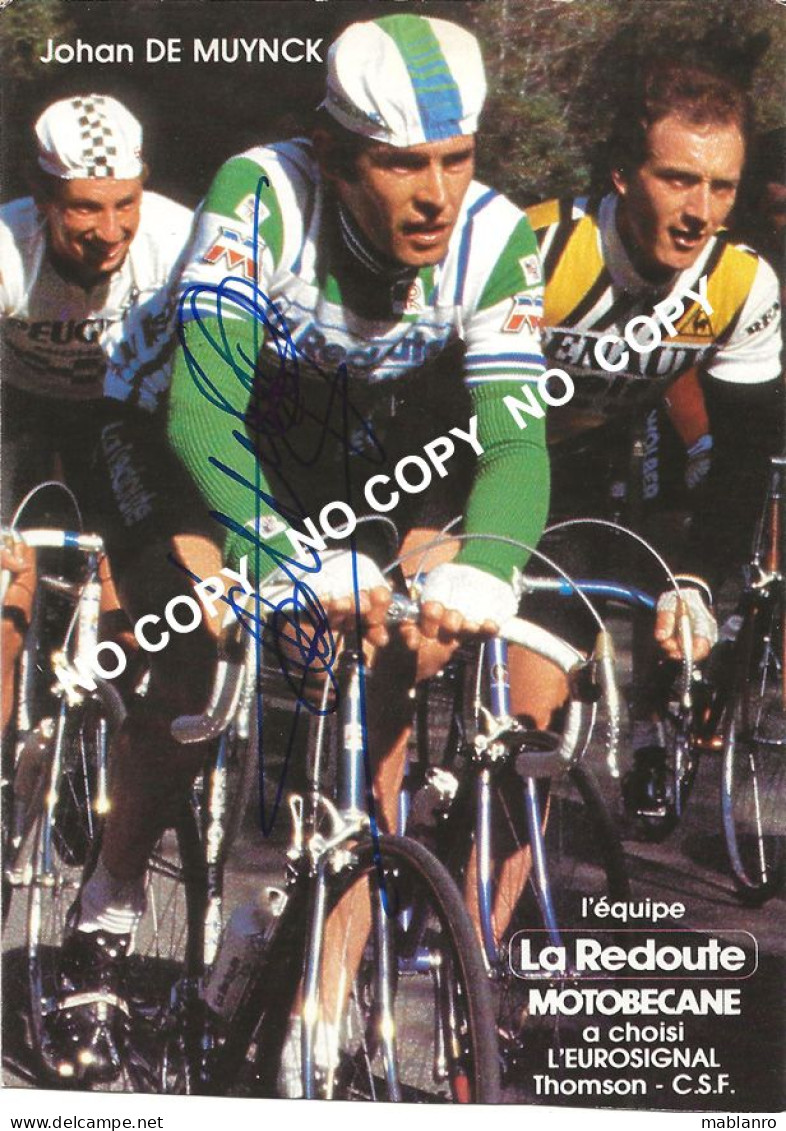 CARTE CICLISME JOHAN DE MUYNCK TEAM LA REDOUTE 1982 ( COUPE, FORMAT 10,5 X 14,8, VOIR PARTIE ARRIERE ) - Cyclisme