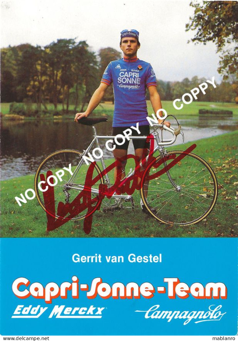 CARTE CICLISME GERRIT VAN GESTEL SIGNEE TEAM CAPRI SONNE 1982 - Cyclisme