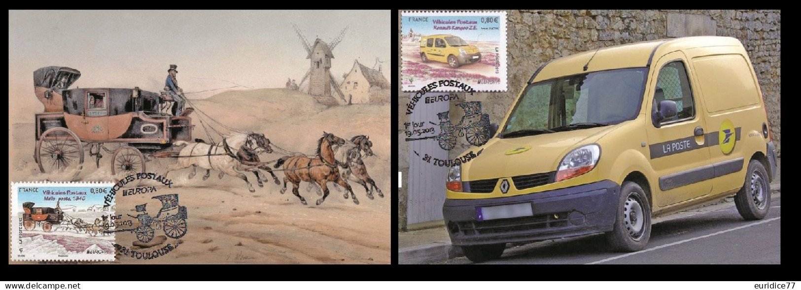 France 2013 - Europa CEPT 2013 - Vehicules Postaux Carte Maximum Set - 2013