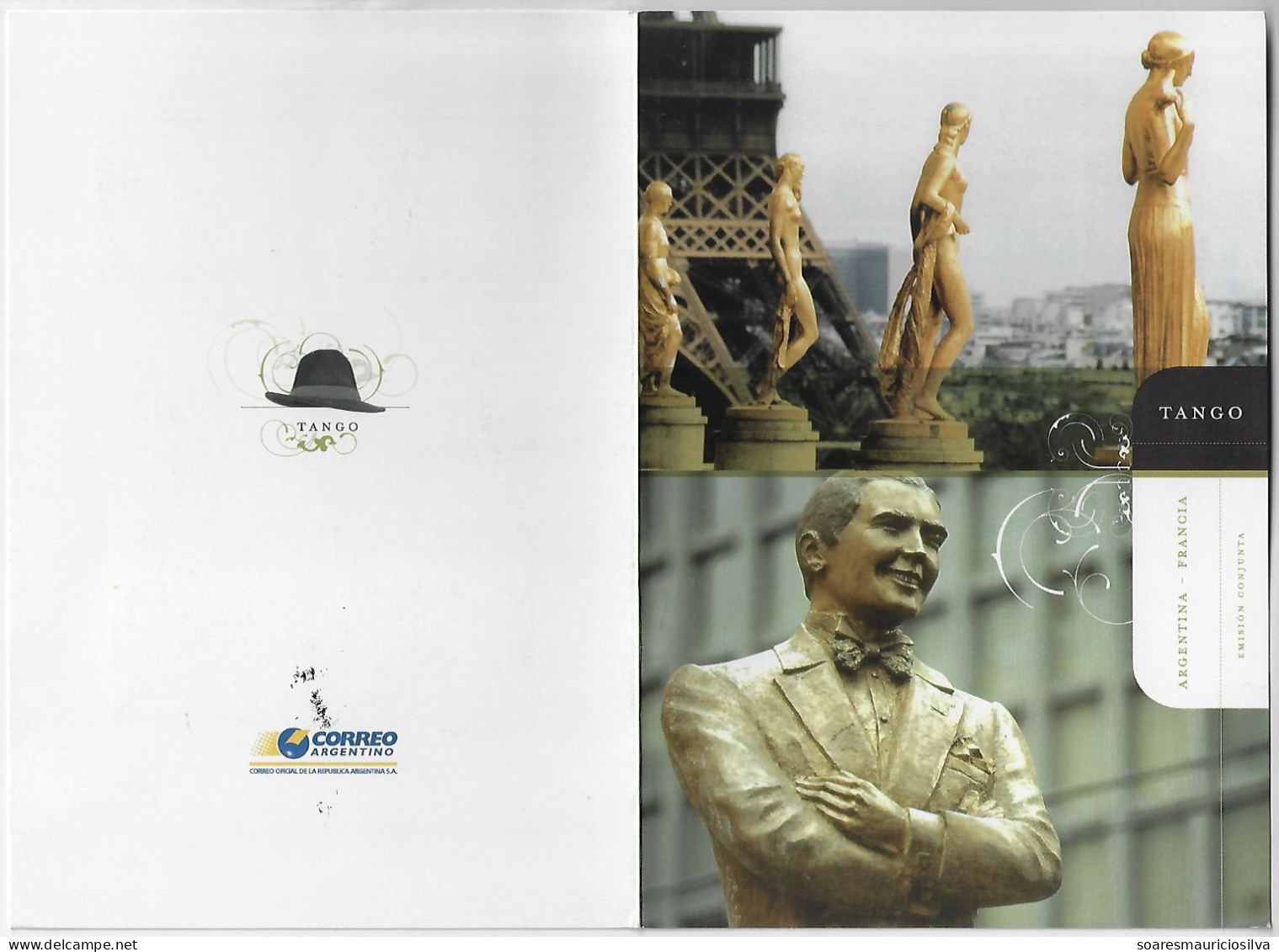 Argentina France 2006 Folder Joint Issue 4 Stamp + 2 Commemorative Cancel Tango Music Dance Musical Instrument Shoe - Briefe U. Dokumente