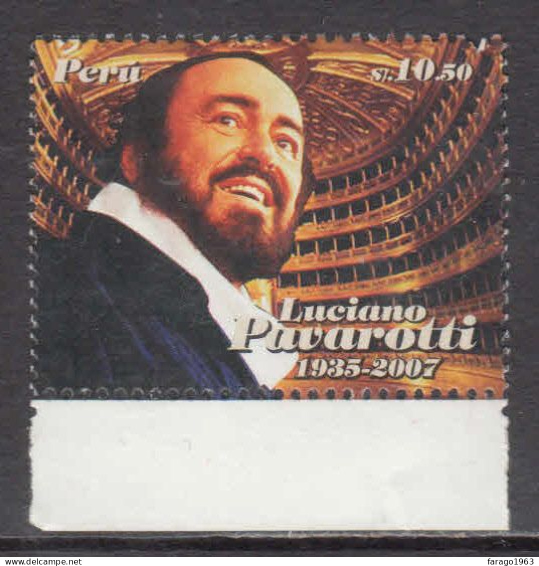 2009 Peru Pavarotti Music Opera Complete Set Of 1 MNH - Pérou